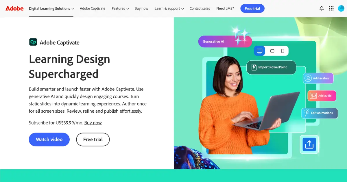 Adobe Captivate authoring tool interface