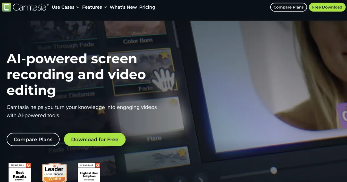 Camtasia video editor with screen recording and annotation features