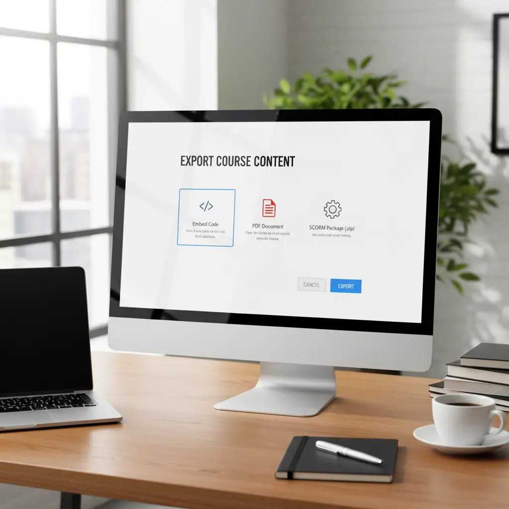SCORM export dialog showing version options